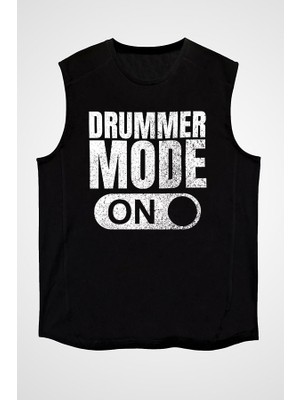 Darkhane Bateri Modu Açık Siyah Unisex Kolsuz  Kesik Kol T-Shirt