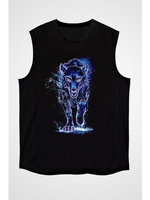 Darkhane Hayalet Kurt Siyah Unisex Kolsuz Tişört Kesik Kol T-Shirt