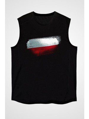 Darkhane Polonya - Poland Siyah Unisex Kolsuz  Kesik Kol T-Shirt