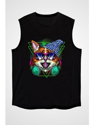 Darkhane Dj Siyah Unisex Kolsuz Tişört Kesik Kol T-Shirt