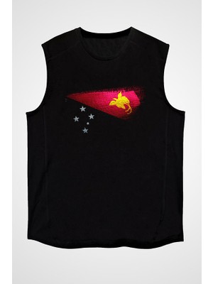 Darkhane Papua Yeni Gine Siyah Unisex Kolsuz  Kesik Kol T-Shirt