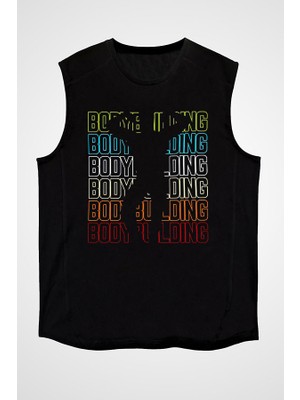 Darkhane Body Building Siyah Unisex Kolsuz  Kesik Kol T-Shirt