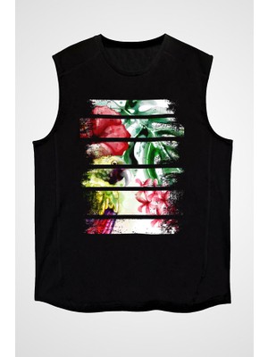 Darkhane Amazon Papağanı Siyah Unisex Kolsuz  Kesik Kol T-Shirt