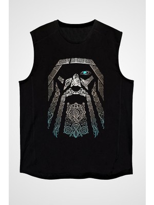 Darkhane Odin Siyah Unisex Kolsuz Tişört Kesik Kol T-Shirt
