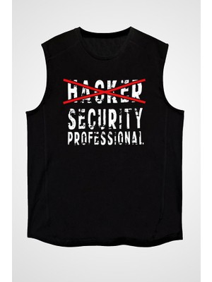 Darkhane Hacker Siyah Unisex Kolsuz Tişört Kesik Kol T-Shirt