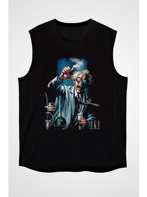 Darkhane Bakteriyolog Siyah Unisex Kolsuz Tişört Kesik Kol T-Shirt