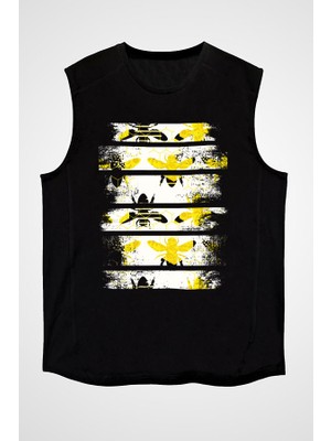 Darkhane Ana Kraliçe Arı Siyah Unisex Kolsuz Tişört Kesik Kol T-Shirt