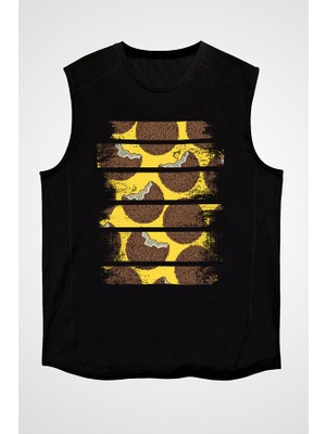 Darkhane Hindistan Cevizi Coconut Siyah Unisex Kolsuz Tişört Kesik Kol T-Shirt