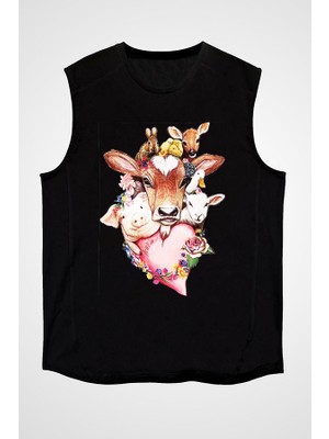 Darkhane Veteriner Siyah Unisex Kolsuz Tişört Kesik Kol T-Shirt