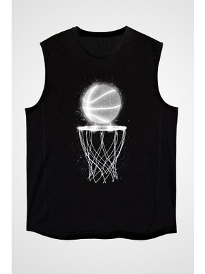 Darkhane Basketbol Siyah Unisex Kolsuz Tişört Kesik Kol T-Shirt