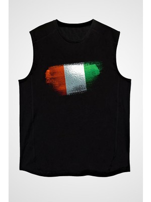 Darkhane Fildişi Sahili - Ivory Coast Siyah Unisex Kolsuz Tişört Kesik Kol T-Shirt
