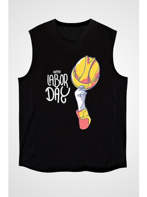 Darkhane 1 Mayıs Siyah Unisex Kolsuz Tişört Kesik Kol T-Shirt