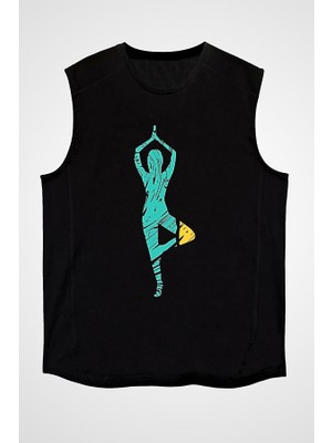 Darkhane Yoga Siyah Unisex Kolsuz Tişört Kesik Kol T-Shirt