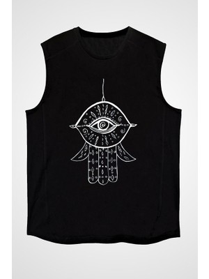 Darkhane Om Siyah Unisex Kolsuz Tişört Kesik Kol T-Shirt