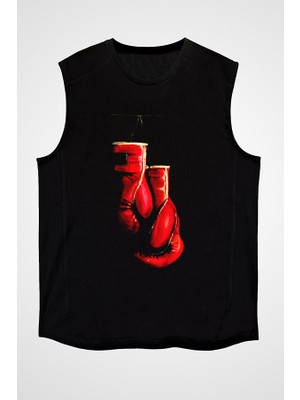 Darkhane Kick Boks Eldivenleri Siyah Unisex Kolsuz Tişört Kesik Kol T-Shirt