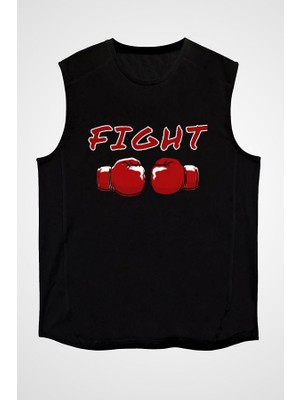 Darkhane Fight Siyah Unisex Kolsuz  Kesik Kol T-Shirt