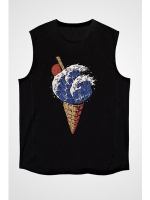 Darkhane Dondurmacı Siyah Unisex Kolsuz Tişört Kesik Kol T-Shirt