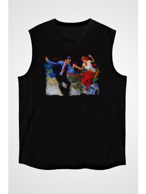 Darkhane Swing Siyah Unisex Kolsuz Tişört Kesik Kol T-Shirt