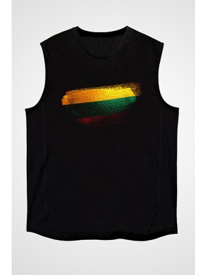 Darkhane Litvanya - Lithuania Siyah Unisex Kolsuz Tişört Kesik Kol T-Shirt