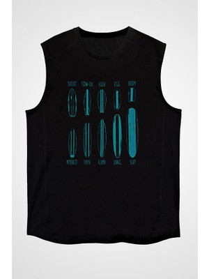 Darkhane Sörf - Surfing Siyah Unisex Kolsuz Tişört Kesik Kol T-Shirt
