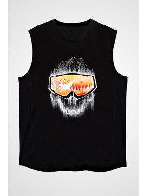Darkhane Snowboarding Siyah Unisex Kolsuz Tişört Kesik Kol T-Shirt