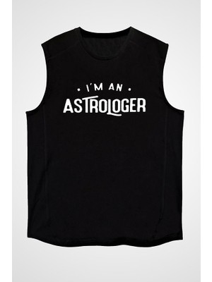 Darkhane Astrolog Siyah Unisex Kolsuz Tişört Kesik Kol T-Shirt