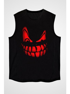 Darkhane Cadılar Bayramı-Halloween Siyah Unisex Kolsuz Tişört Kesik Kol T-Shirt