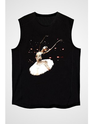 Darkhane Bale Siyah Unisex Kolsuz Tişört Kesik Kol T-Shirt