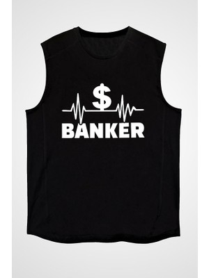 Darkhane Bankacı Siyah Unisex Kolsuz Tişört Kesik Kol T-Shirt