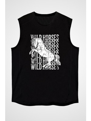 Darkhane Binicilik Siyah Unisex Kolsuz Tişört Kesik Kol T-Shirt