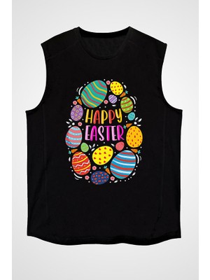 Darkhane Paskalya Siyah Unisex Kolsuz Tişört Kesik Kol T-Shirt