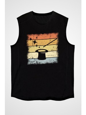 Darkhane Sihirbaz Siyah Unisex Kolsuz Tişört Kesik Kol T-Shirt