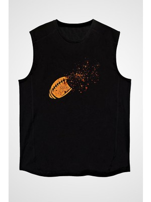Darkhane Amerikan Futbolu - American Football Siyah Unisex Kolsuz Tişört Kesik Kol T-Shirt