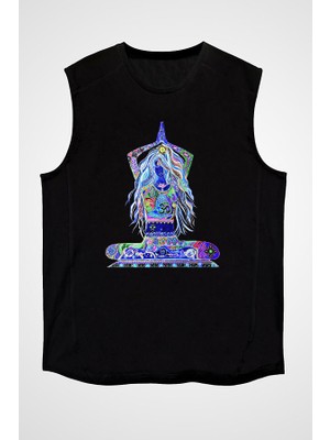 Darkhane Yoga Siyah Unisex Kolsuz Tişört Kesik Kol T-Shirt