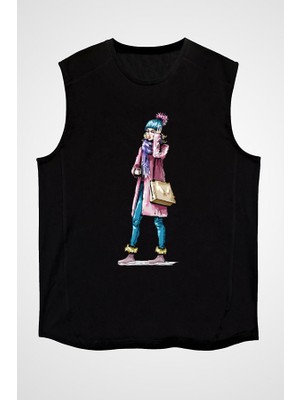 Darkhane Kış Tarzı Fashion Siyah Unisex Kolsuz Tişört Kesik Kol T-Shirt