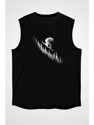 Darkhane Snowboarding Siyah Unisex Kolsuz Tişört Kesik Kol T-Shirt