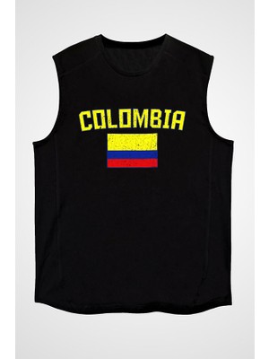 Darkhane Kolombiya Siyah Unisex Kolsuz Tişört Kesik Kol T-Shirt