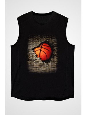 Darkhane Basketbol Siyah Unisex Kolsuz Tişört Kesik Kol T-Shirt