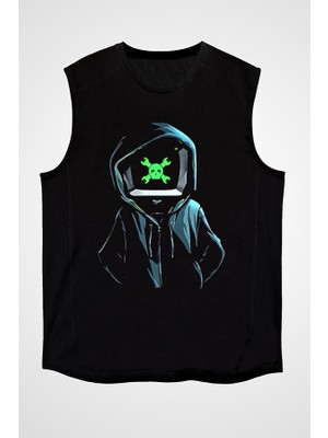 Darkhane Hacker Siyah Unisex Kolsuz Tişört Kesik Kol T-Shirt
