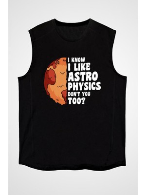 Darkhane Astrofizikçi Siyah Unisex Kolsuz Tişört Kesik Kol T-Shirt