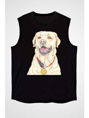Darkhane Şampiyon Labrador Siyah Unisex Kolsuz Tişört Kesik Kol T-Shirt