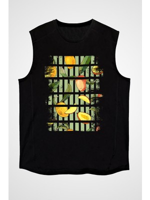 Darkhane Mango Siyah Unisex Kolsuz Tişört Kesik Kol T-Shirt