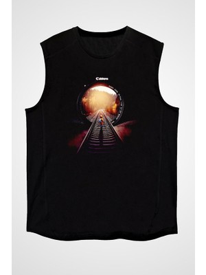 Darkhane Fotoğrafçılık Sanatı Siyah Unisex Kolsuz Tişört Kesik Kol T-Shirt