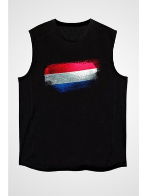 Darkhane Lüksemburg - Luxembourg Siyah Unisex Kolsuz Tişört Kesik Kol T-Shirt