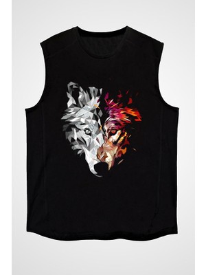 Darkhane Kurt Siyah Unisex Kolsuz Tişört Kesik Kol T-Shirt
