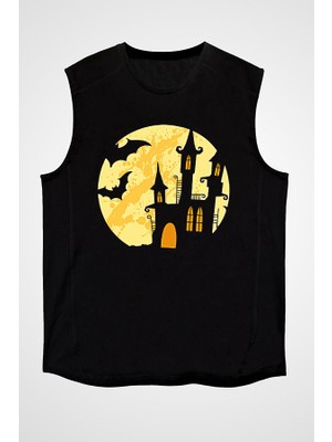 Darkhane Halloween Cadılar Bayramı Siyah Unisex Kolsuz Tişört Kesik Kol T-Shirt