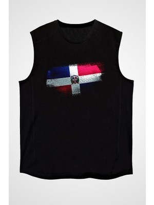 Darkhane Dominik Cumhuriyeti - Dominican Republic Siyah Unisex Kolsuz Tişört Kesik Kol T-Shirt