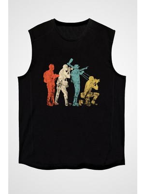 Darkhane Kameraman Siyah Unisex Kolsuz Tişört Kesik Kol T-Shirt