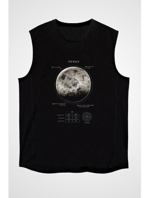 Darkhane Venüs Fiziksel Özellikleri Siyah Unisex Kolsuz Tişört Kesik Kol T-Shirt
