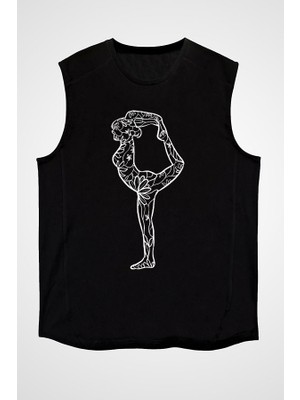 Darkhane Yoga Siyah Unisex Kolsuz Tişört Kesik Kol T-Shirt